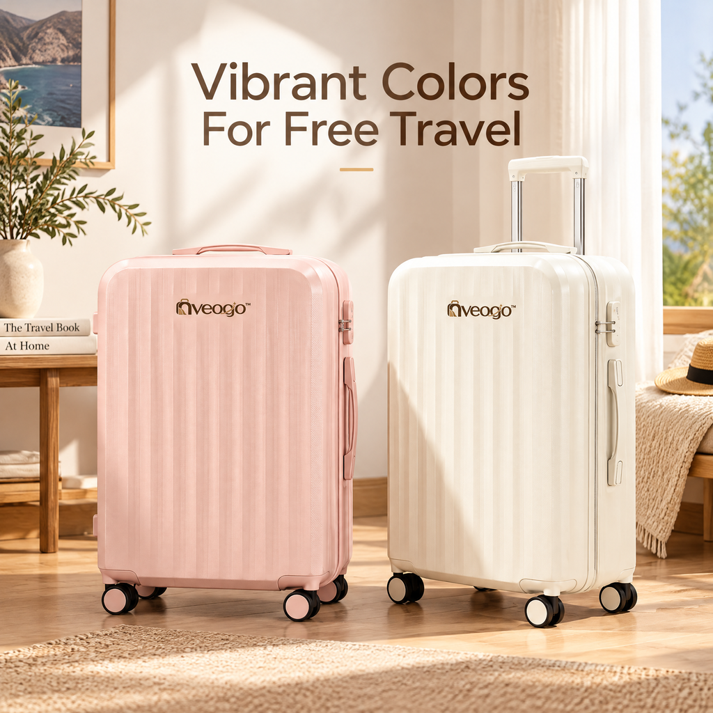nveoao™ Smart Multi-Function Carry-On Suitcase - 20-Inch Hard Shell Spinner Luggage with Front Open Pocket, USB Charging Port, Cup Holder & Brake Wheels
