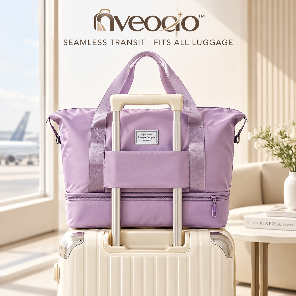 nveoao™ Expandable All-Terrain Sports & Travel Duffel - Waterproof Large Capacity Weekender Bag with Bottom Expansion & Wet Pocket for Gym, Flight & Outdoor