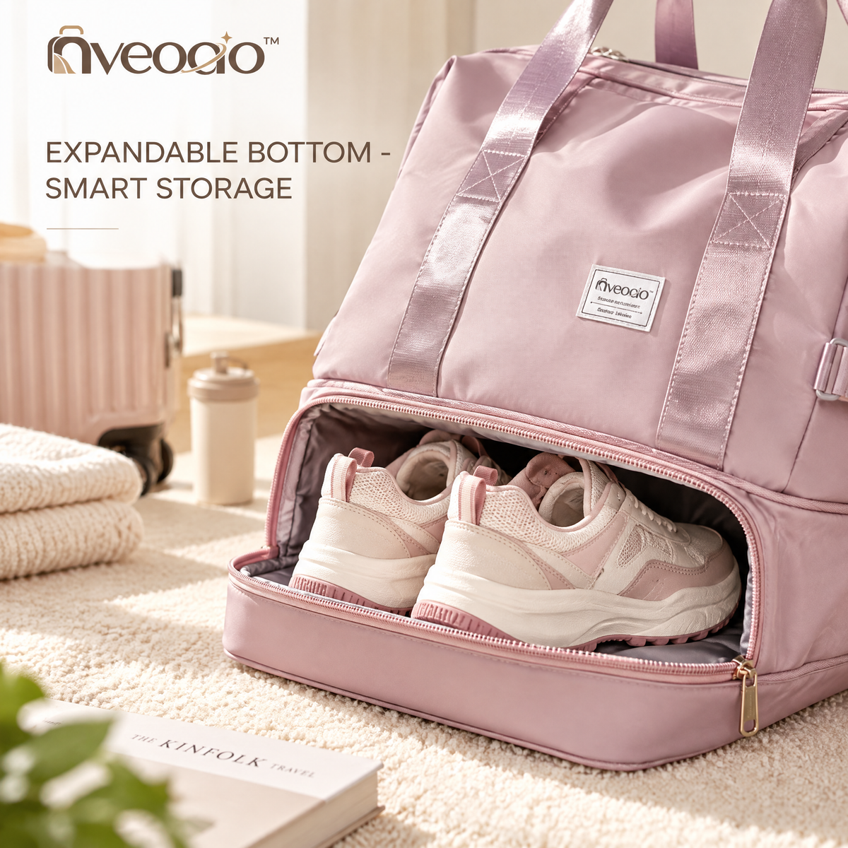 nveoao™ Expandable All-Terrain Sports & Travel Duffel - Waterproof Large Capacity Weekender Bag with Bottom Expansion & Wet Pocket for Gym, Flight & Outdoor