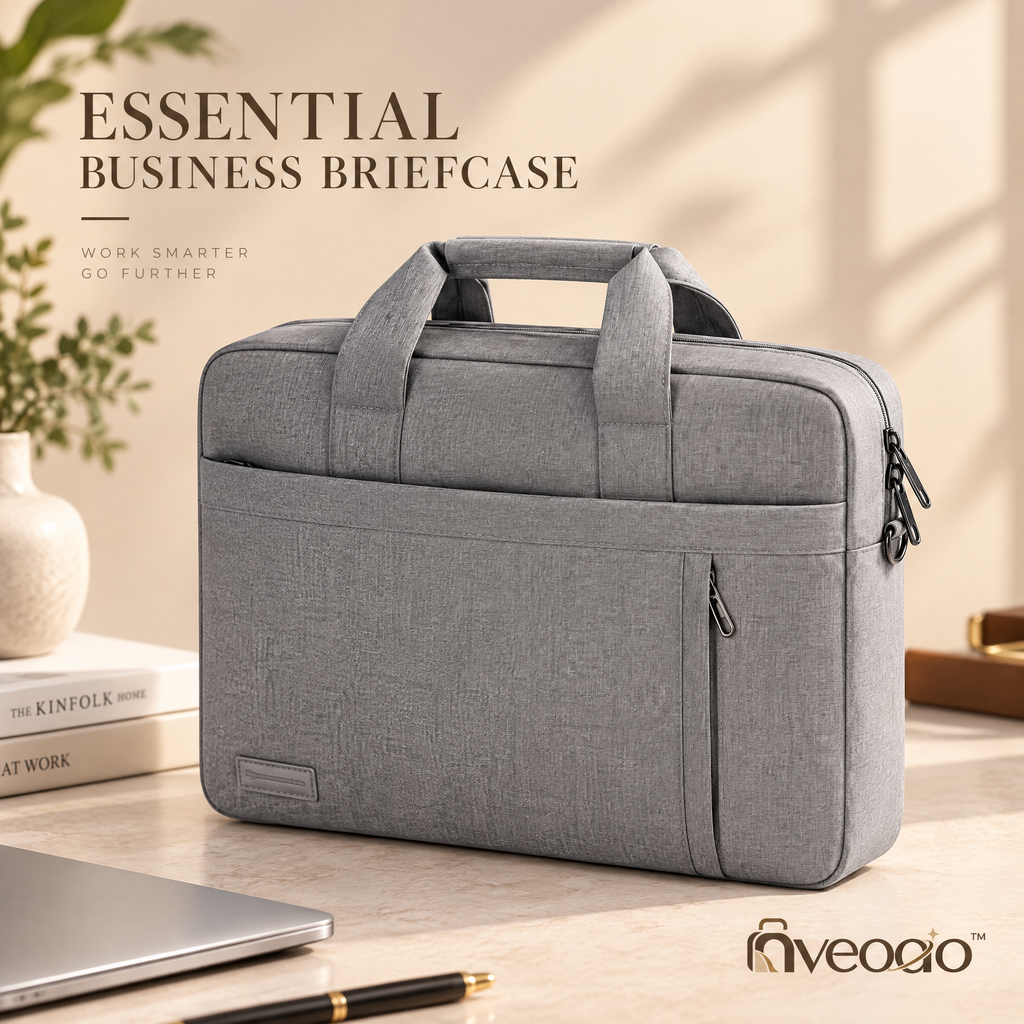 nveoao™ Heavy-Duty Shockproof Laptop Briefcase - Water-Resistant Business Computer Bag with Extra Large Capacity & Padded Compartment for 15.6” Gaming Laptops & Office