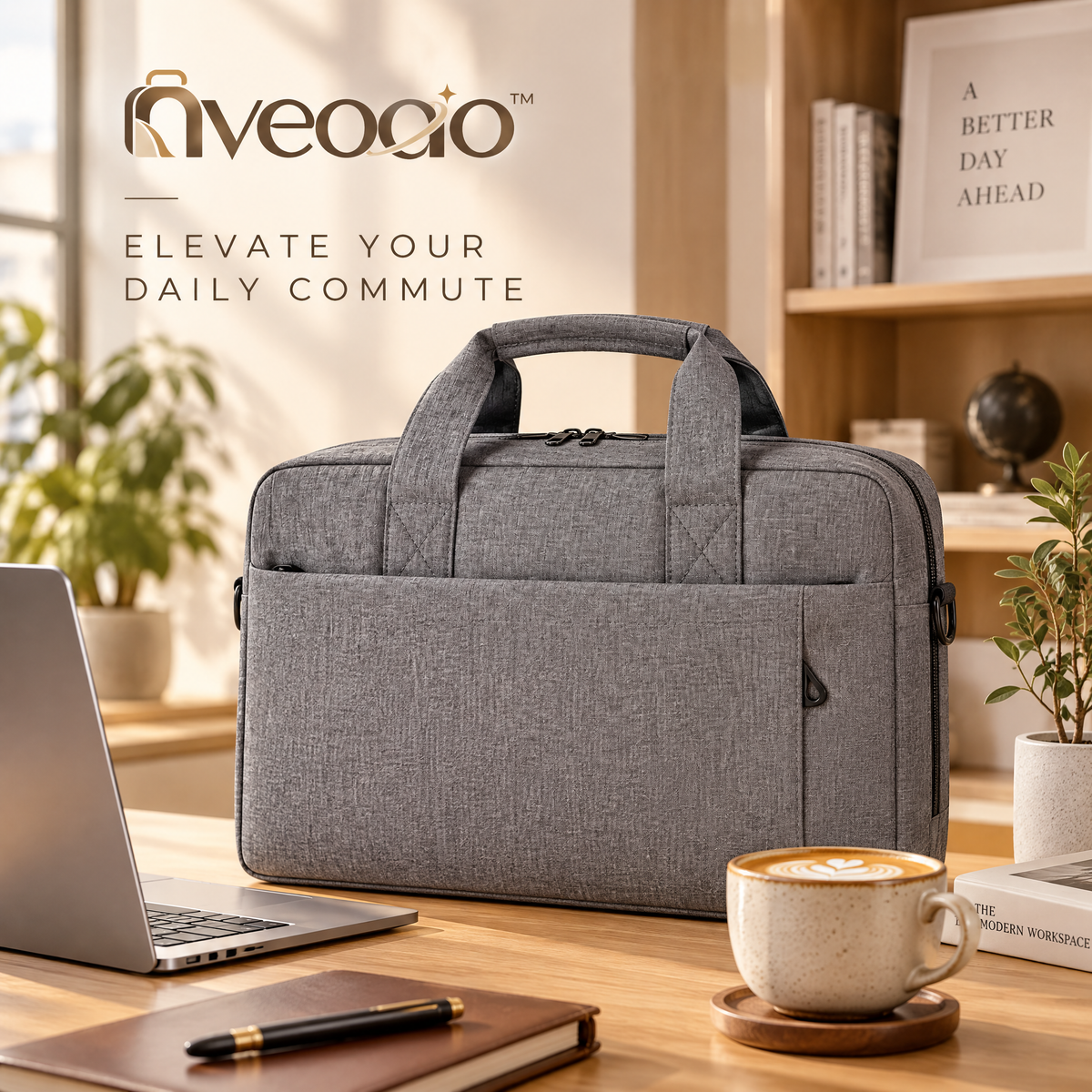 nveoao™ Heavy-Duty Shockproof Laptop Briefcase - Water-Resistant Business Computer Bag with Extra Large Capacity & Padded Compartment for 15.6” Gaming Laptops & Office
