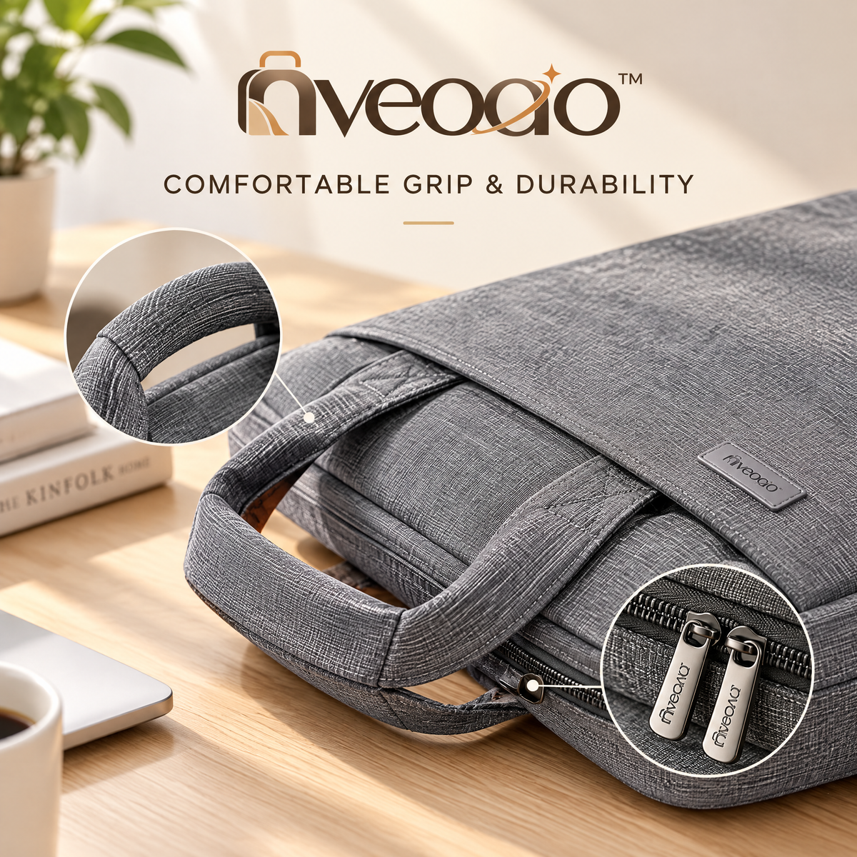 nveoao™ Heavy-Duty Shockproof Laptop Briefcase - Water-Resistant Business Computer Bag with Extra Large Capacity & Padded Compartment for 15.6” Gaming Laptops & Office