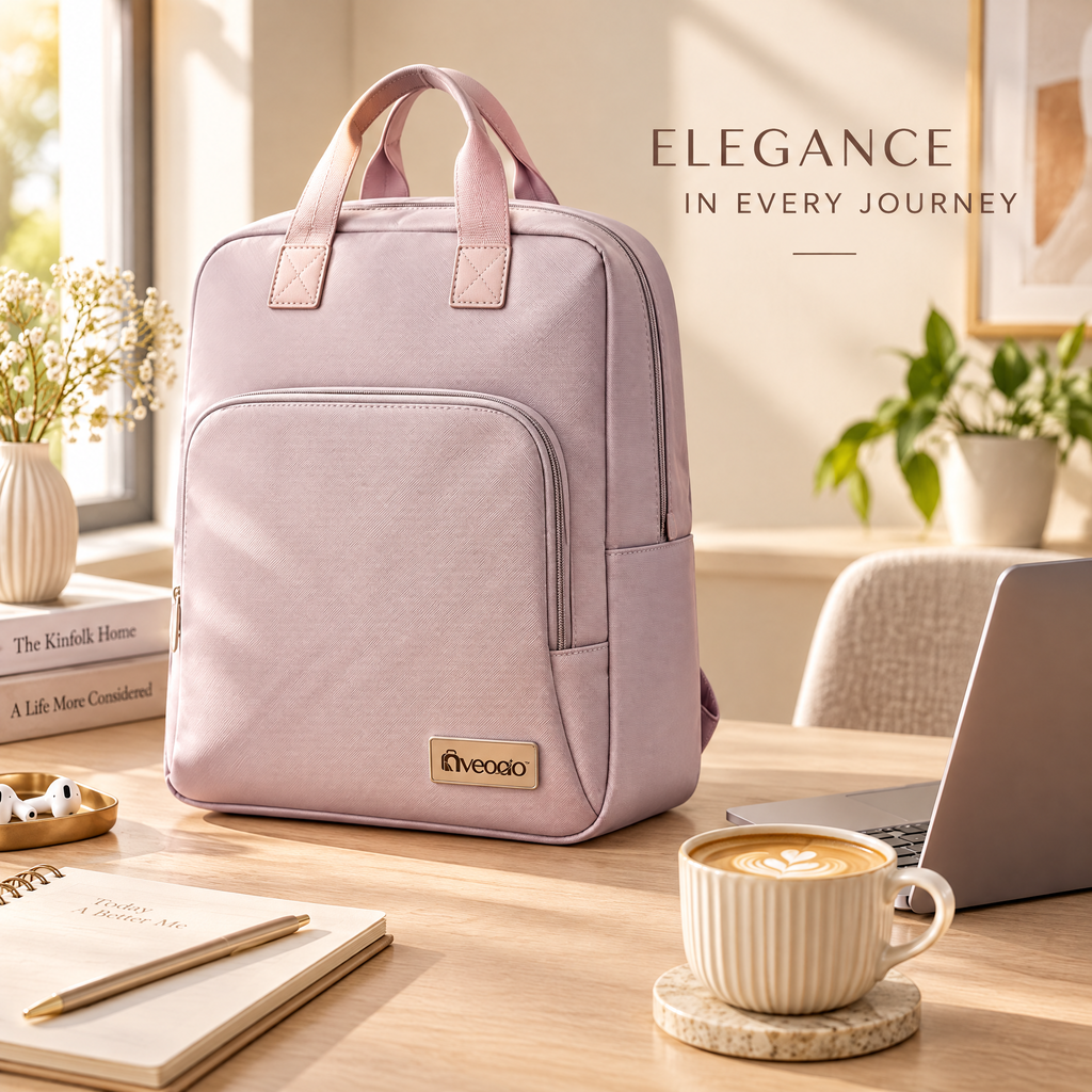 nveoao™ Urban Chic Business Laptop Backpack - Slim Anti-Shock Commuter Computer Bag with USB Charging Port & Luggage Strap for Office, Travel & College