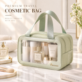 nveoao™ Clear-View Travel Toiletry & Cosmetic Tote - Waterproof Transparent Window Makeup Bag with Reinforced Handles & Dual Compartments for TSA Airport Compliance